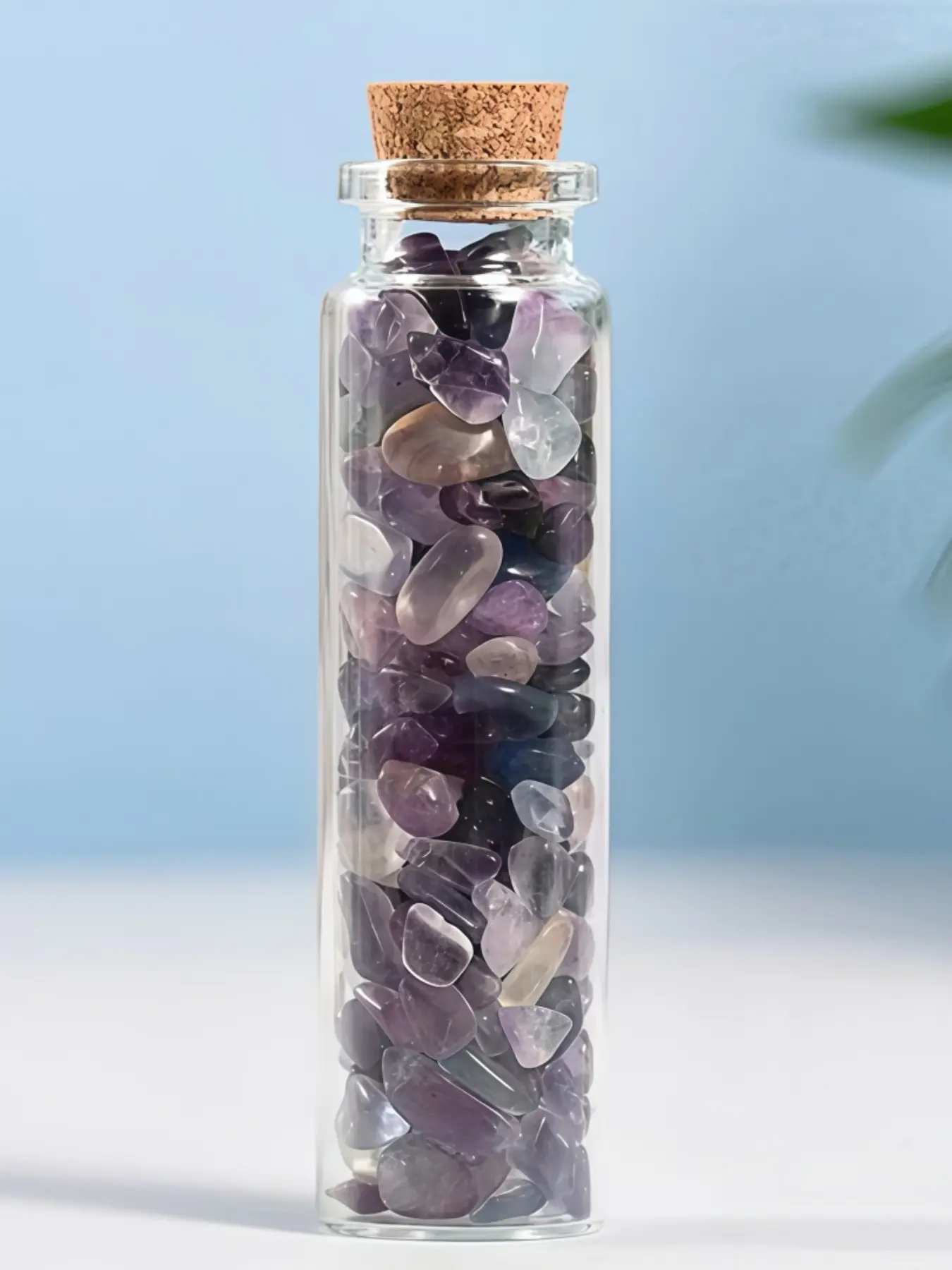 9 natural crystal wish bottles. Each bottle contains various natural Crystal Decorative Ornaments, Stones, gemstones and crystals, which possess or the power to bring good luck. They can be used as home decorations, gifts, or collectibles.