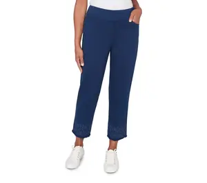 Alfred Dunner Women's Geo Embroidered Stretch Denim Ankle Pant