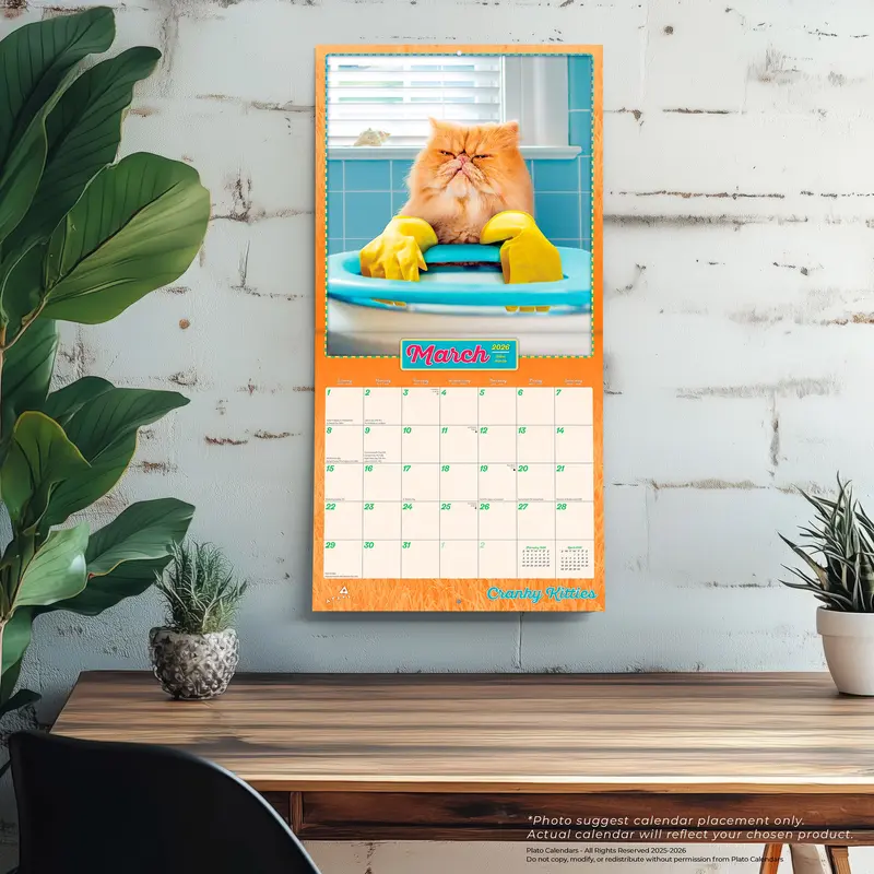 Avanti Cranky Kitties OFFICIAL | 2026 12 x 24 Inch (Hanging) Monthly Square Wall Calendar | Plato | Angry Cat Humor 0