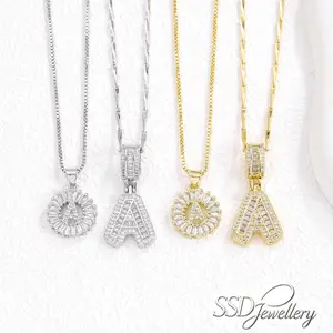 2 Pack Initial Letter Necklace 14k Gold Plated Bling Dainty Necklaces Trendy Chunky Custom Name Necklace Personalized Round Circle Pendant Zirconia Letters Name Valentine's Day Anniversary Jewelry Set Gifts for Mom Gifts for Daughter tiktokshopspringglowu