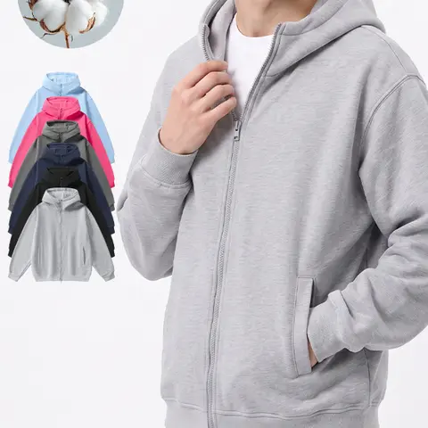 Men's Zip-Up Long-Sleeve Hoodies - Autumn/Winter Basic Loose-Fit Plain Tops, Soft Casual Sporty Style, Kangaroo Pockets, Ideal for Running, Basketball, Birthday Gifts, Gift for Friends