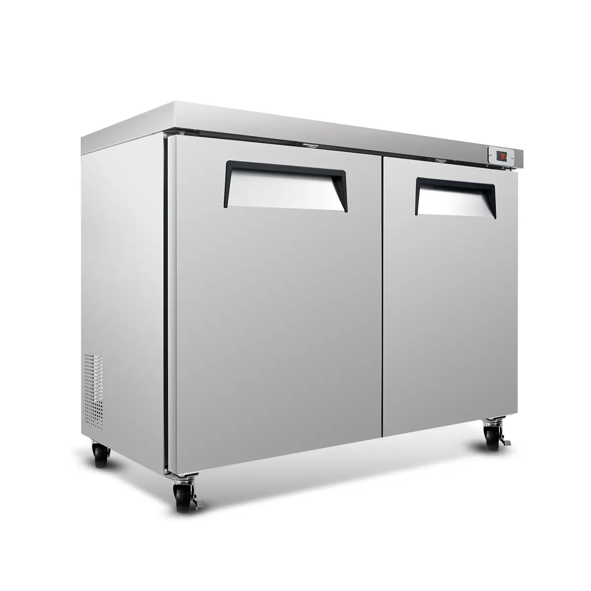 Commercial Undercounter Freezer 2 Door 14.1 Cu.ft Stainless Steel Worktop Freezer with Digital Temperature Control, Automatic Defrost, Adjustable Shelves, ETL Certified for Restaurant, Bar, Kitchen, Silver