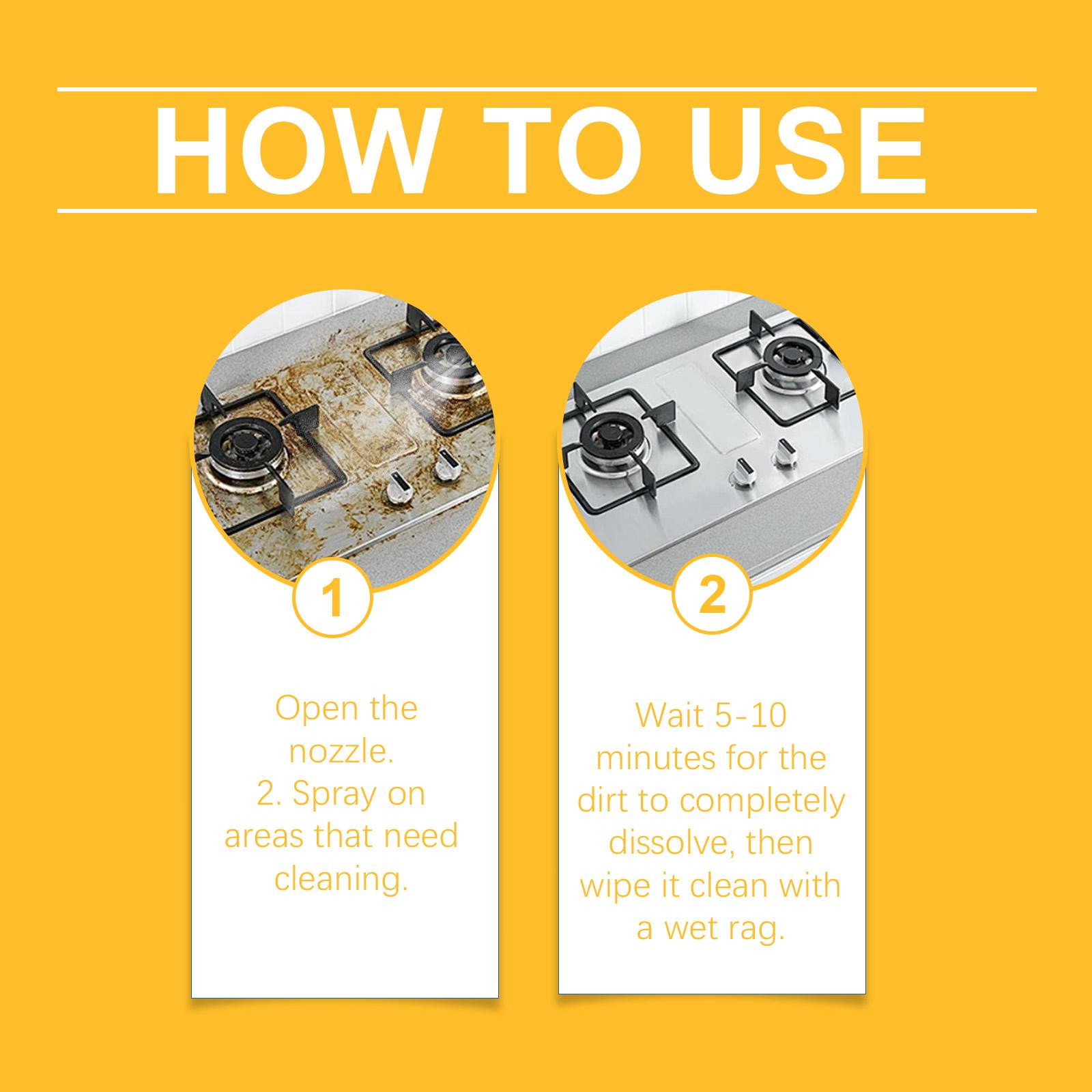 Buy One Get One Free Kitchen Grease Removal Spray Heavy Oil Stain Cleaner For Range Hood Stove Cookware Powerful Degreasing Cleaning Spray