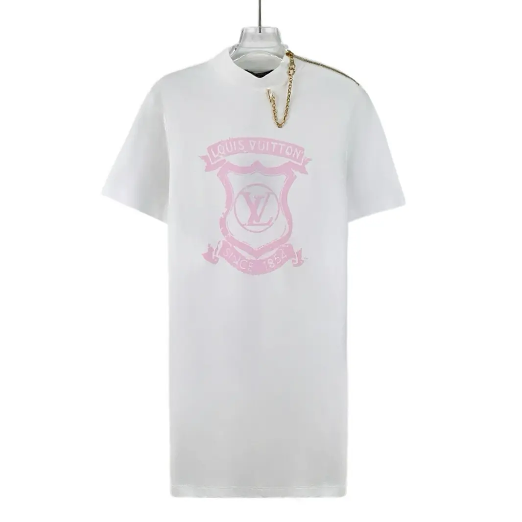 RDLT— Louis Vuitton White Chain Logo Dress Size S
