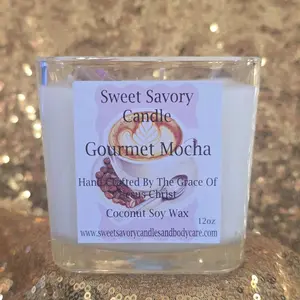 Sweet Savory Candle Gourmet Mocha 12oz Handcrafted Coconut Soy Wax Aromatherapy Candle