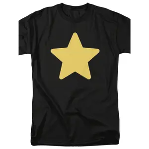 Steven Universe Greg Star Cartoon Network T-Shirt - Black Cotton Crew Neck Tee with Bold Yellow Star Design, Casual Short Sleeve Shirt for Adults, Machine Washable, Tee Shirts
