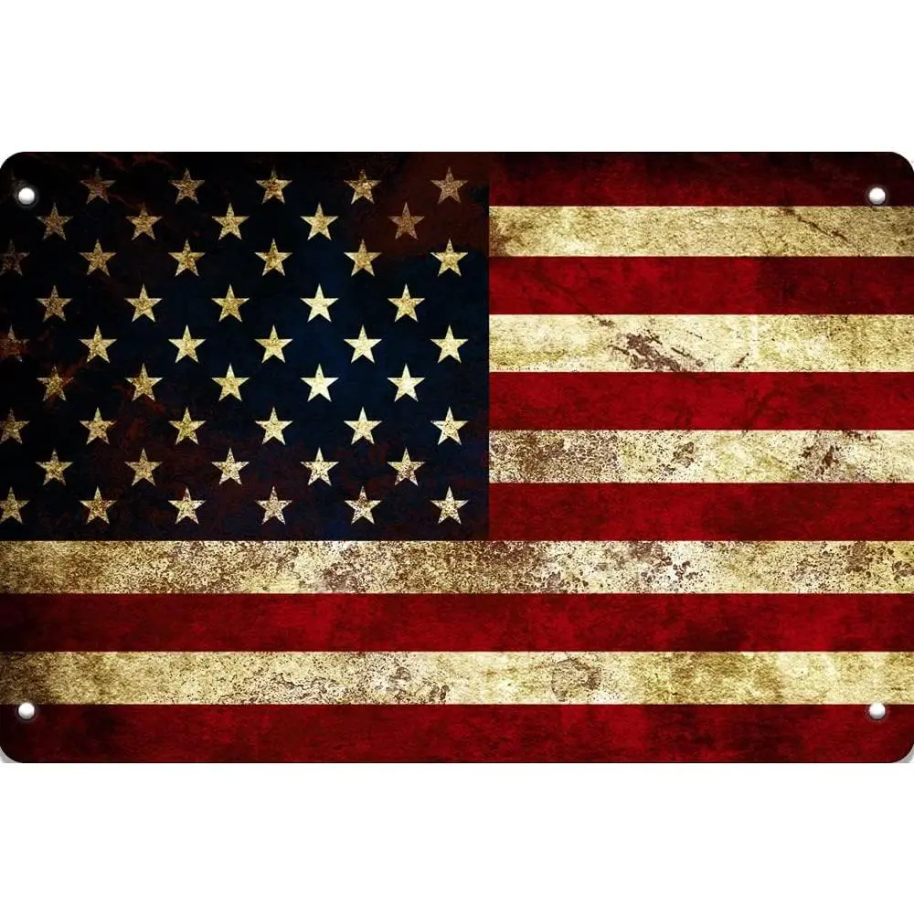 Retro Metal Signage - USA American Aesthetic Flag Wall Decor Plaque, Home Supplies for Bar Cave, Ideal Gift
