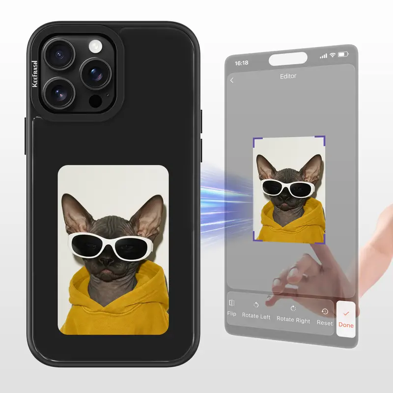 Keefrash Upgraded Smart E-Ink iPhone Case – Larger 4.1" Screen, Changeable Photo Case with NFC, Shockproof Slim Design, MagSafe Ready, Wrist Strap Hole Included,Unique iPhone Cases
