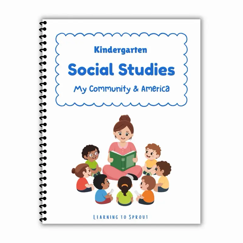 Kindergarten Social Studies Workbook, 21 Interactive Activities for Kids, Homeschool Early Education, Back to School Social Studies Activity for Kids