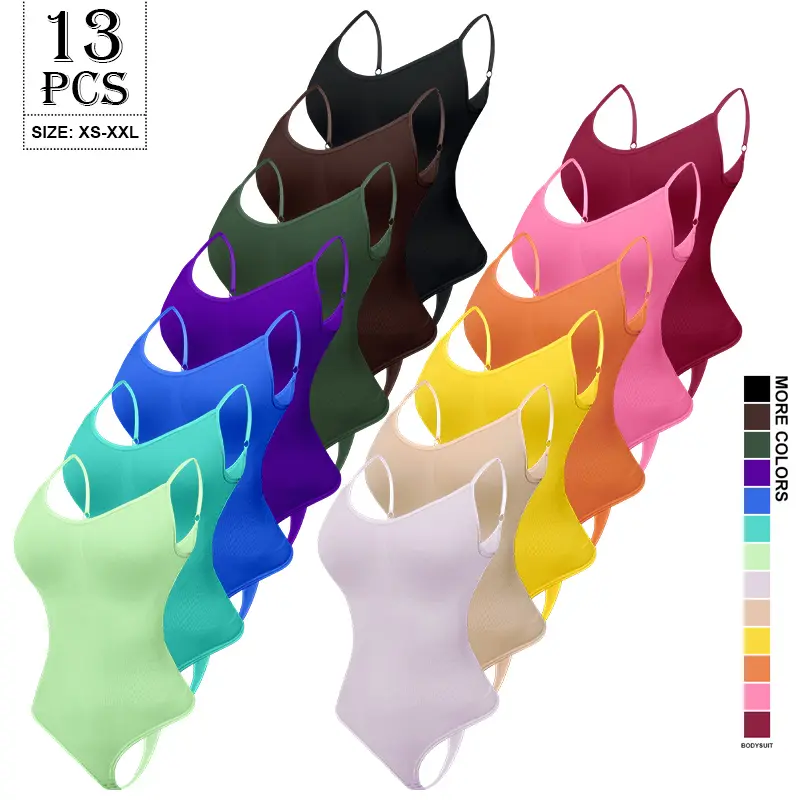 Solid Shapewear Bodysuit for Women Tummy Control Seamless Adjustable Strap Various Colors Sculpting Snatched Waist Body Suit Body Shaper Thong