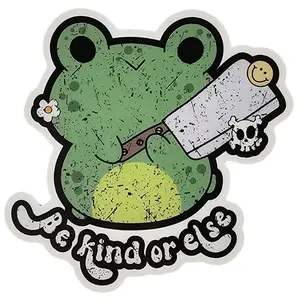 Be Kind or Else UV Resistant and Waterproof Sticker, Clear Lamination, 2.5*2.5", Sassy Silly Funny, Decor, Decorative Smooth