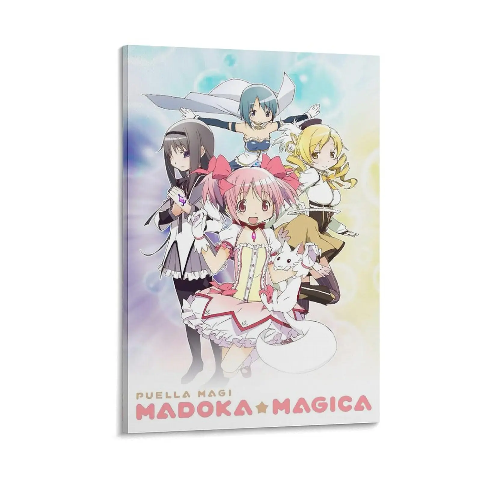 Puella Magi Madoka Magica Anime Canvas Print, Wood Framed Wall Decoration for Bedroom, Office, Ideal Home Supplies Gift