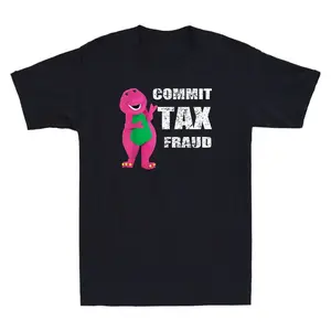 Commit Tax Fraud Funny Barney T-Rex Cartoon Vintage Men's Short Sleeve T-Shirt