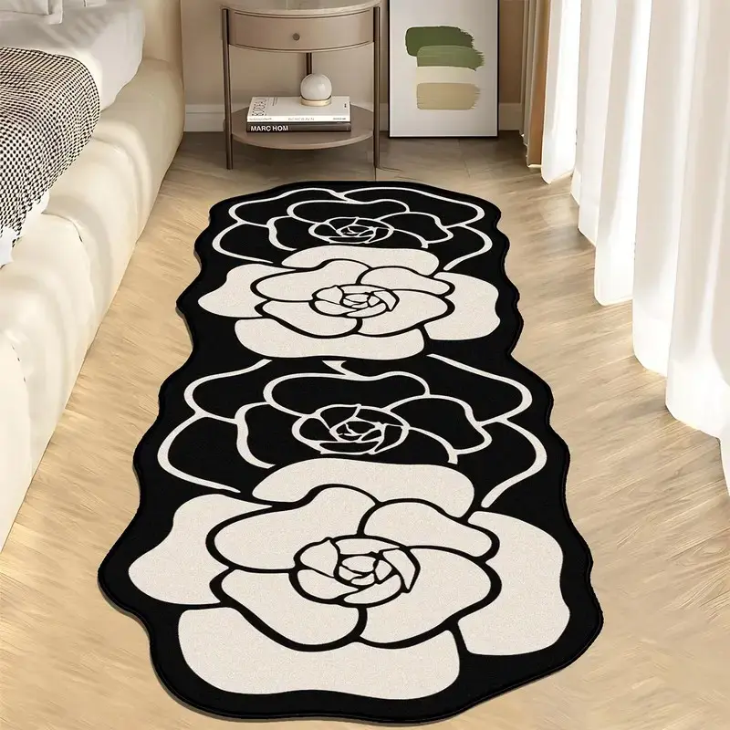 Creative Flower Design Bedroom Carpet, Long strip boho runner rug, floral area rugs, Bohemian style rugs, Home Decorative Rug, home decoration, suitable for living room, bedside decoration, Boho Graphic Rug