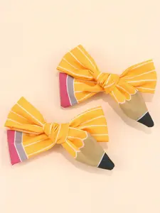 2pcs Back To School Season Pencil Hair Bow Clips,White Line Ponytail Holder Ribbon Grosgrain Bow Alligator Hair Clips,Women Fashion Hair Accessory For First Day Of School Girl Student Cheerleader, Super Cute Clips