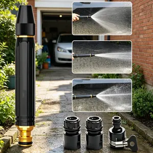 Heavy Duty Adjustable Twist Hose Nozzle Jet Sweeper Nozzle, Adjustable Metal Nozzle Garden Hose Sprinkler, Powerful High-Pressure Home Car Wash & Garden Sprayer