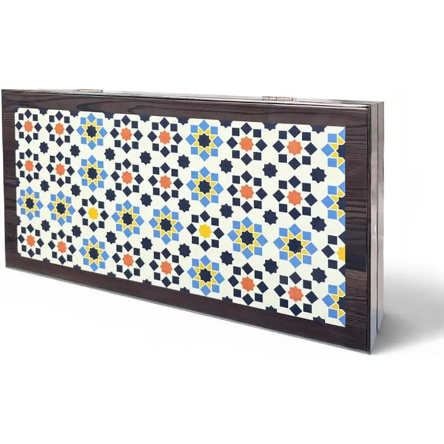Biggdesign Star Classic Backgammon, MDF Body, Magnetic Closure, Scratch-Resistant Surface, 36 mm Stones, 9 mm Cube, Made in Türkiye
