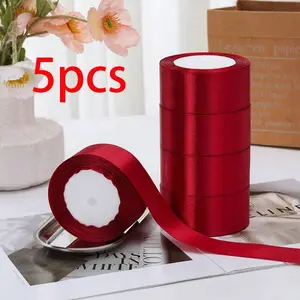 5pcs 1.6" Wide Ribbons Satin Bows Hair Accessories DIY Cake Baking Rose Flower Materials Birthday Party Colored Ribbons Wedding Party Decor Gifts Packaging Easter Wedding Birthday Decor Bridal Shower Graduation Decoration Mother's Day Gift Bridesmaid Gift
