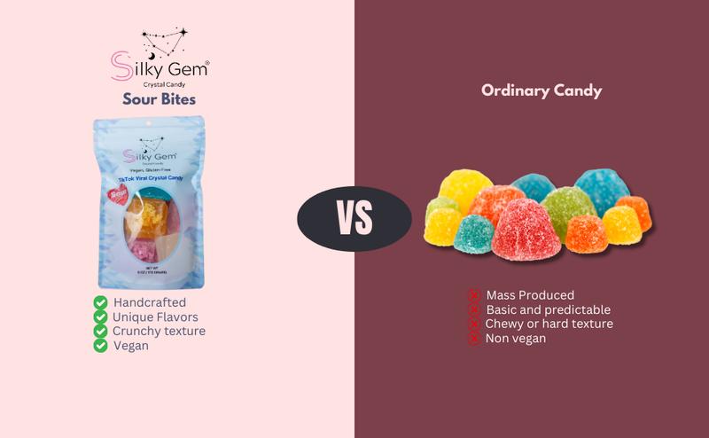 Silky Gem Sour Bites – Mini Crystal Candy with Pixie Sour Sparkle – Crunchy Outside, Soft Inside – Tangy & Sweet Treat – Vegan, Gluten-Free, Nut-Free – Christmas candy 6 oz Bag