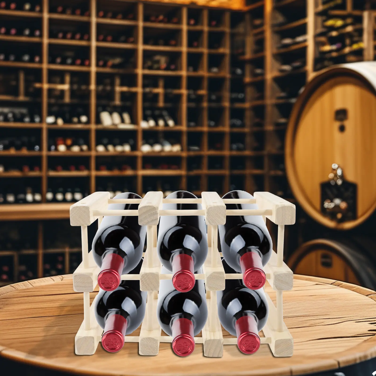 10 Bottles Red Wine Rack Organizer Wood DIY Assembled Wine Bottle Racks ...