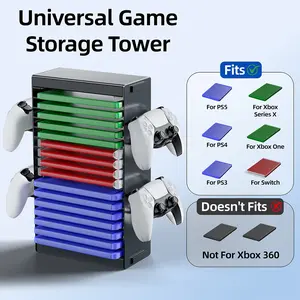 Desktop Game Storage Tower Compatible with Ps5/ps4/ps3/switch/xbox Series X, 4 Controller Slots + Earphone Hook, No Installation Needed