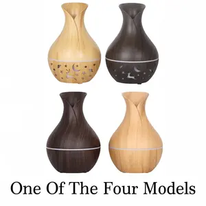 Silent Ultrasonic Humidifier for Home Bedroom Office, Wood Grain Vase Shape Night Light, Large Mist Volume, Abs Material, 2w Power Consumption