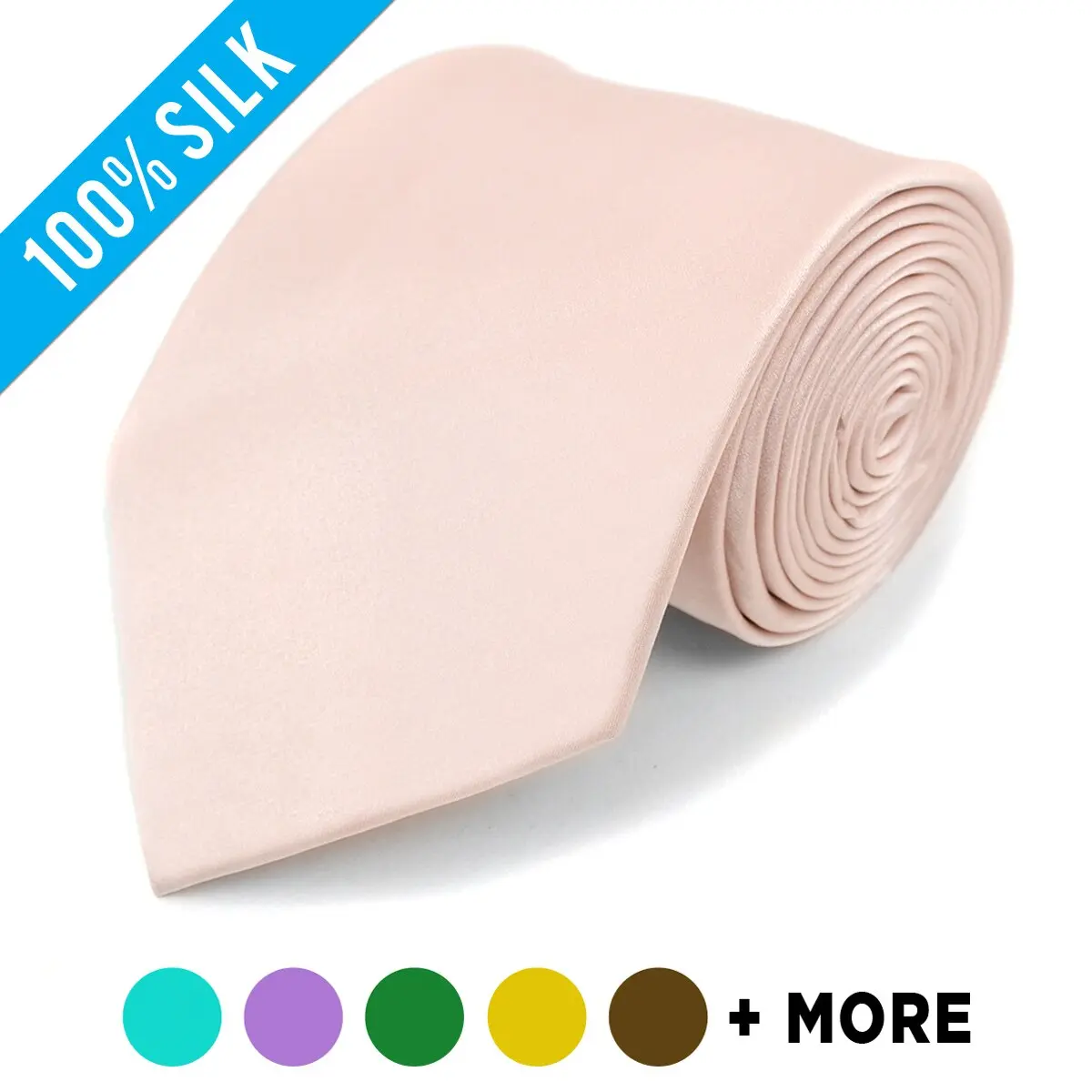 Men's Classic Solid Silk Satin Tie in 32 Colors, Standard 57 x 3.25 Inch Size, Casual Elegant Tie for Weddings & Business Events, Classic Silk Tie