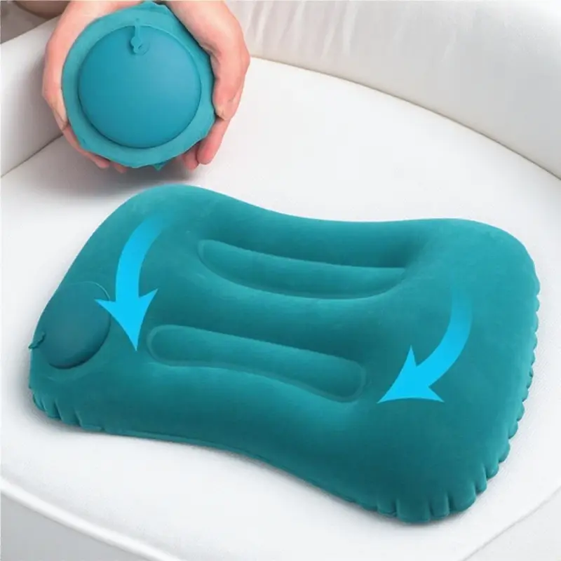 Inflatable Travel Pillow Portable Neck Support for Airplane Car Camping Memory Foam U Shape Pillow Fast Inflation Deflation Anti Leak Comfortable Sleep Cervical Care Stress Relief