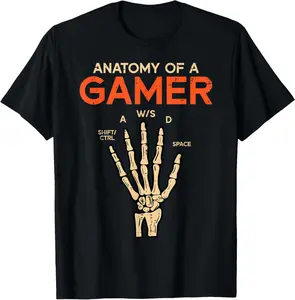 Casual Cotton shortsleeve tees Anatomy Of A Gamer Skeleton Hand Funny  T-Shirt