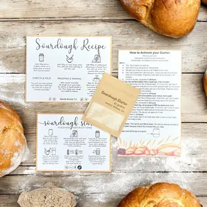 Sourdough Starter Kit for Sourdough Bread Baking - Complete Set with Ingredients, Baking Tools & Recipe Guides in Box - Bakeware