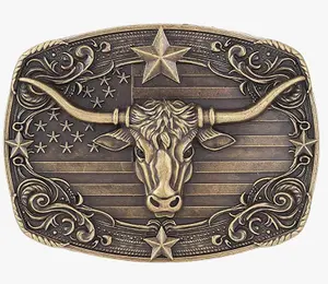 LONG HORN Bull Belt Buckle BRONZE