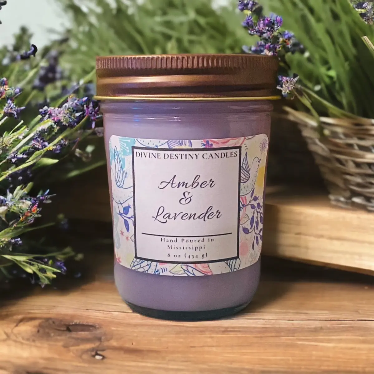Amber and Lavender 8 oz Candle Amber and Lavender 8 oz Candle