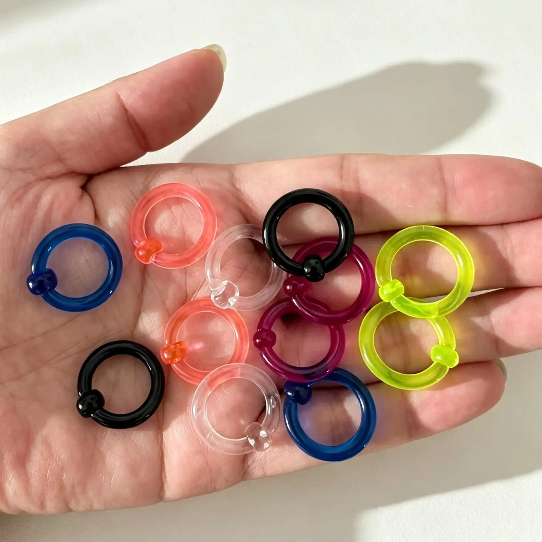 Unisex 6-Pair Acrylic Ear Plug Earrings Set - Lightweight, Smooth-Surface Costume Body Jewelry for Everyday Wear, Multi-Size Solid Hues, Unisex Clothes Compatible