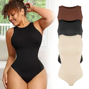 Bodysuit for Women Tummy Control - Shapewear Racerback Top Clothing Body Shaper High Neck Womenswear Underwear Lady Compression Comfort Basic Plus Size