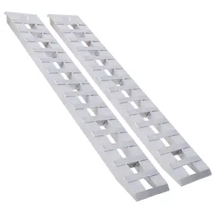 Heavy-Duty Ramps with Top Hook Attaching End, Universal Loading Ramp for Motorcycle, Tractor, ATV/UT 84" X 14" 6600 LBS 1 Pair 2 Ramps Silver Aluminum