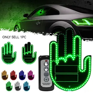 Car Gesture Decorative Lights, Ambient Lighting, Rechargeable Led Gesture Lights for Car Road Rage Led Signs calm road rage,Remote Control Triple Mode Fun Finger Lights.  (1 Pacs) Automotive truck stuff Car Ornament