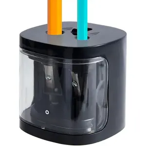 Electric Pencil Sharpener, Dual Hole Pencil Sharpeners  , Small&Portable, Fit for 6-12mm No.2/Colored Pencils, , School/ (Black)