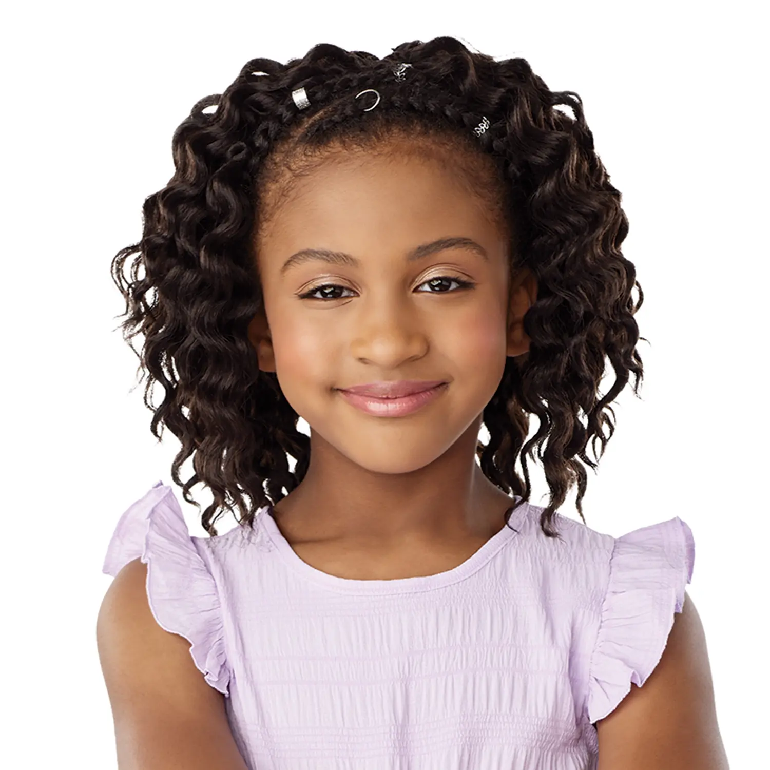 Sensationnel Lulu Mini Kids Synthetic Braided Lace Hair Extensions, 2X Braid Out & Twists Crochet Style, 8" Pre-Looped, Teen Friendly Natural Look, Crochet Hair Extensions, Pre-Looped 2X Braid Out
