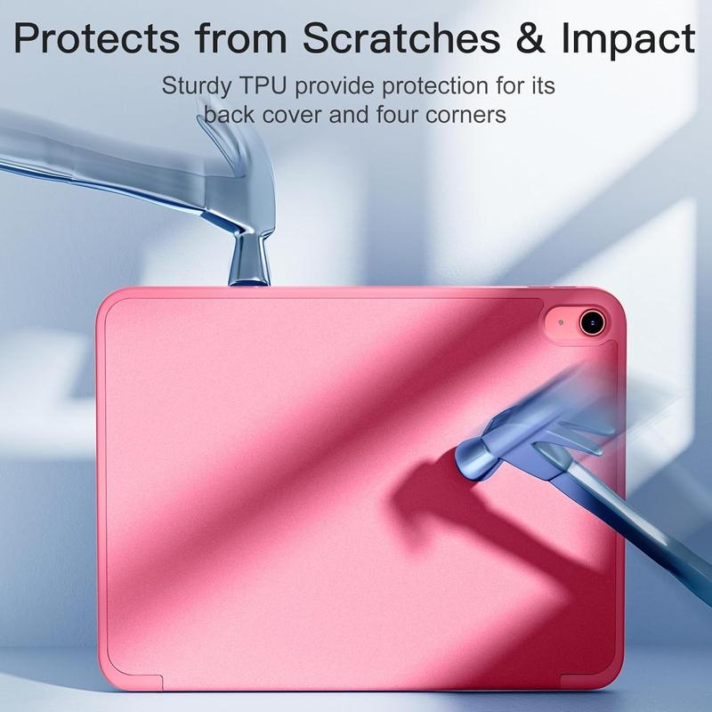 iPad (A16) Case/iPad 10th Generation Case [11-Inch 2025/10.9 Inch 2022] with Pencil Holder, Smart Cover with Soft TPU Back [Support Auto Wake/Sleep] (Watermelon Red) Tablet Cover