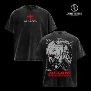 Adam Smasher Cyberpunk Arasaka Night City Vintage Oversized Tee, Edgerunners Anime Manga Streetwear, Heavyweight Cyberpunk 2077 Gamer Fan Shirt.