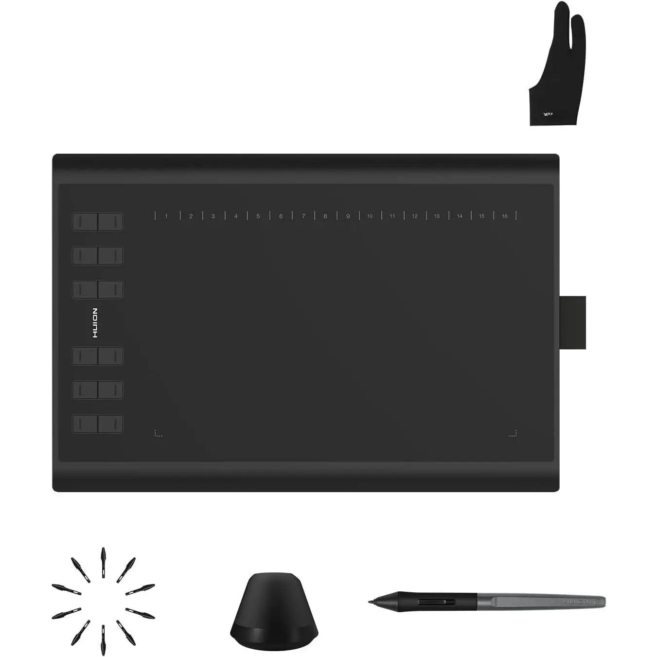 Inspiroy H1060P Graphics Drawing Tablet with Digital Pen PW100 and 1 count Black Glove, OTG Adapters Included