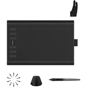 Inspiroy H1060P Graphics Drawing Tablet with Digital Pen PW100 and 1 count Black Glove, OTG Adapters Included