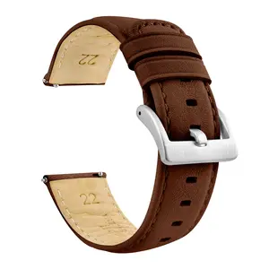 Light Brown Water Resistant Leather Brown Stitching Watch Band - Seiko Cocktail Time SRPB41 (20mm)