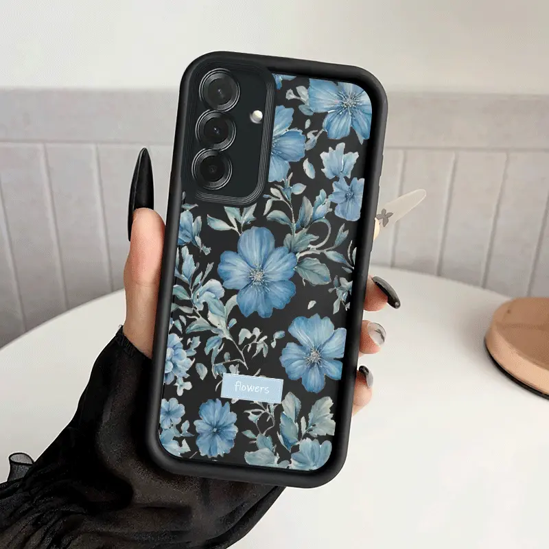 Elegant Blue Lotus Protective Cellphone Casing - Samsung Galaxy Accessory for A05,A05S,A06,A07,A12,A13,A14,A15,A16 5G,A17,A21S,A22,A23,A24,A25,A26,A32,A33,A34,A35,A36,A52,A53,A54,A55,A56,S21 Ultra,S22 Plus,S23+,S24 FE,S25 Edge, Accessories, Smartphone
