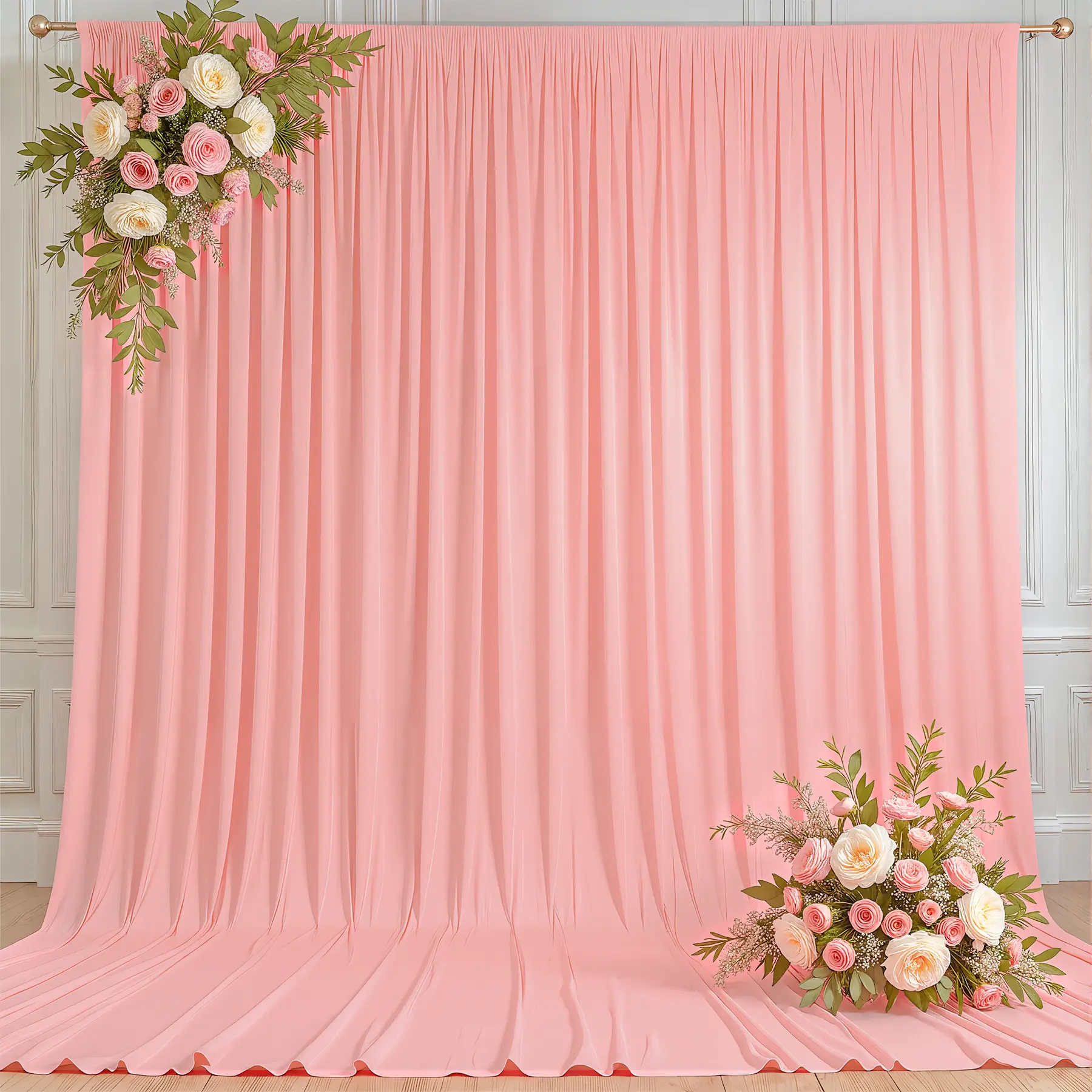 2 Pack 5x12FT Wrinkle-Free Polyester Backdrop Curtains - Smooth Draped Wall Drapes for Wedding, Party Photo Decor, Party Background Decoration (Note: Slight color difference due to light and screen) | Summer Sale, Mid Year Sale, Deals For You Day