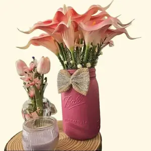 Rustic Calla Lily Centerpiece with Bud Vase & Candle - Elegant Table Decor for Romantic Evenings - Cozy Home Ambiance