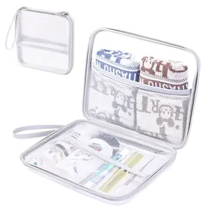 Transparent Travel Toiletries Storage Bag Suitable For Both Men and Women Large Capacity PVC Handbag, Toiletry Bags, With Zippe Portable Toiletries And Cosmetics Handbag, With Grid Compartment Packaging Bag Can Be Used For Travel And Business Storage