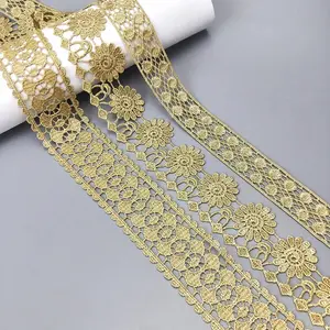 zsbszc 2 yards New Gold lace latest high quality lace cheongsam clothes hem curtain lace fabric DIY accessories JB122 JB127