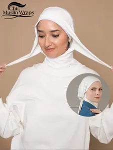 Women's Plain Color Balaclava Headscarf Scarf Elastic Cap Turban Breathable Comfort Wide Brim Stretchy Hijab Suitable for All Occasions