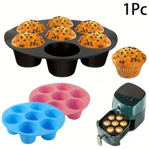 1pc Silicone Air Fryer Baking Mold for Cakes & Muffins, Non-Stick & Collapsible Kitchen Tool, Essential Air Fryer Accessory, Silicone Muffin Pan
